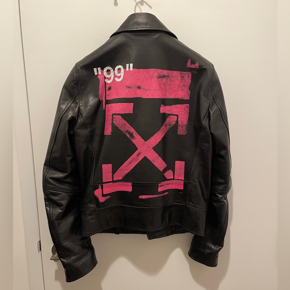 OFF-WHITE Leather Biker Jacket by Virgil Abloh